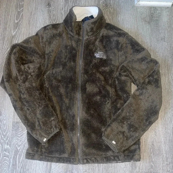 North Face Jacket Osito Fleece Zip Up Brown Fuzzy Coat Womens medium - Picture 1 of 8